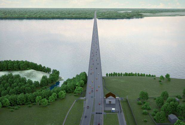 строительство моста через Обь